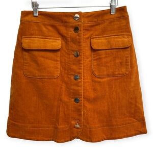 Loft Patch‎ Pocket Button Front Curduroy Skirt Size 4